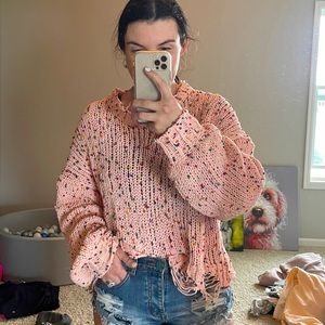 Baby pink confetti sweater